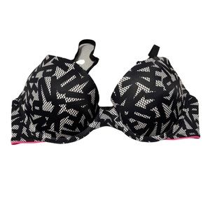 PINK Black and White Letter Bra